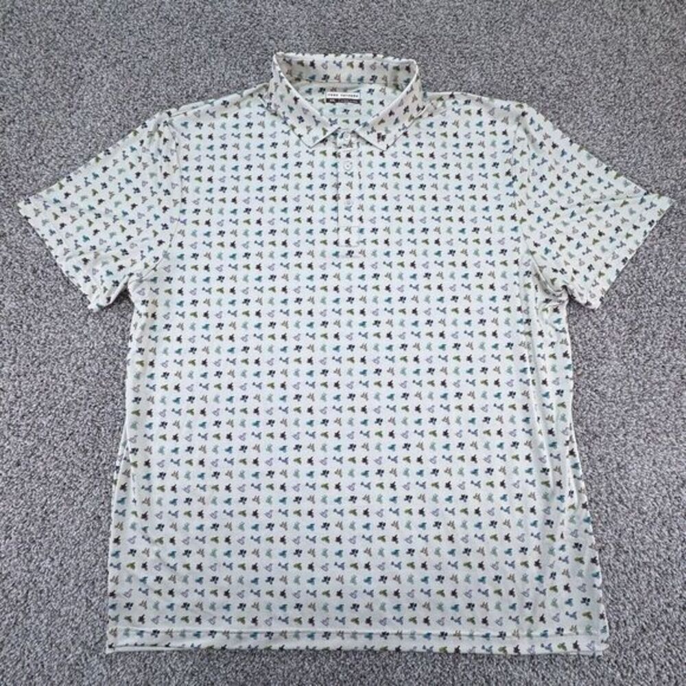 Fore Fathers Mens 2XL Beige Short‎ Sleeve Golf Polo Motorcycle Print - Picture 2 of 7